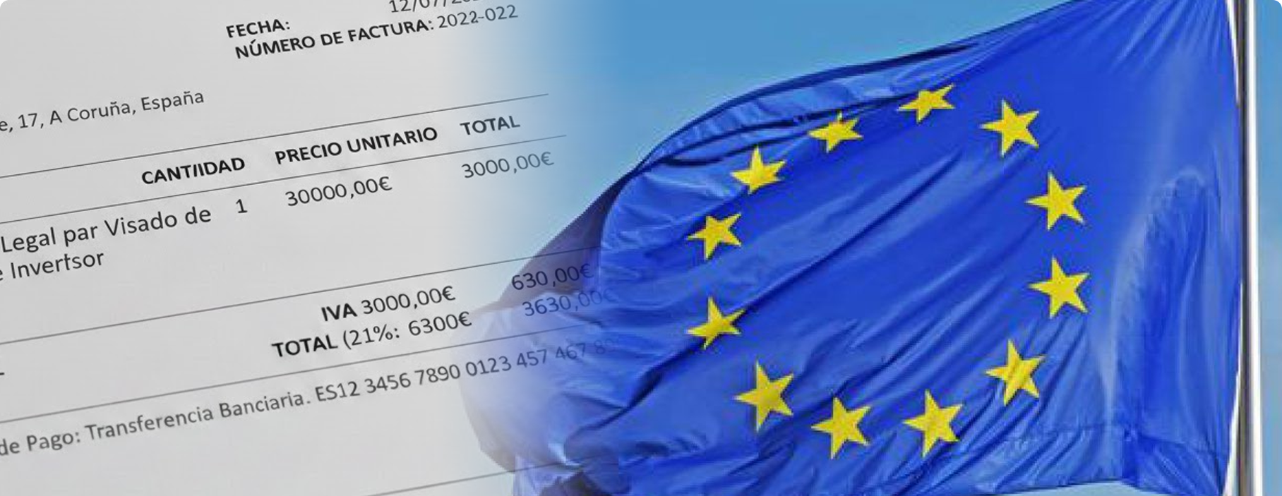 Bandera de la Union Europea sobre documentos de viaje