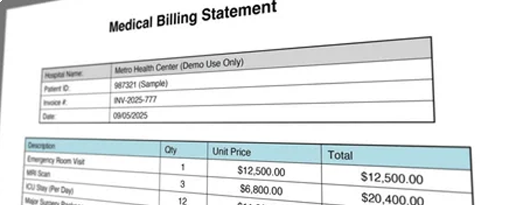 Factura medica alta en Estados Unidos